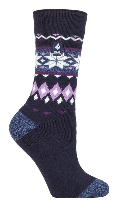 Heat Holders Lite - Womens Insulated Thermal Socks | Multiple Designs Including Argyle Stripes Hearts Stars | Warm Socks for Winter - Denim (Lima) - Image 1