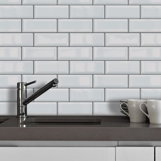 White Metro Glossy 3D Sticker Tile 30 x 15 cm - 12 pcs 3D Tiles Wall Stickers, Kitchen, Bathroom, Living room, peel and stick