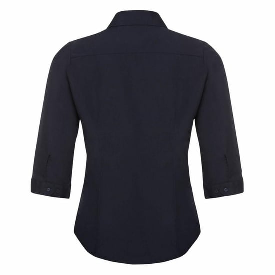 Russell Collectie Dames 3/4 Mouwen Poly-Katoen Easy Care Gevochten Poplin Shirt (Franse marine) - Image 2