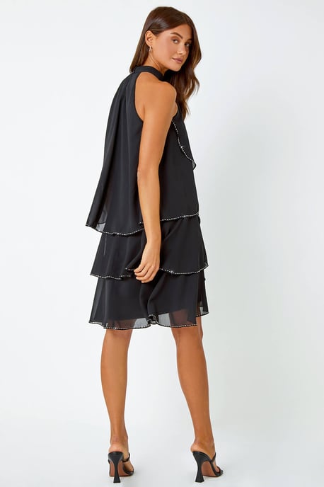 Sequin Trim Halterneck Dress - Image 4