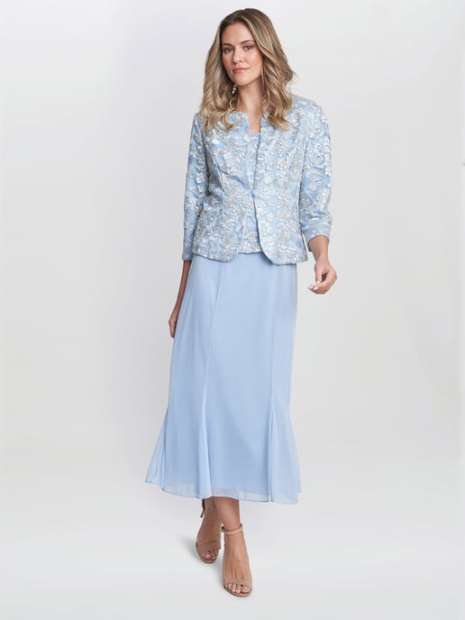 Joyce Midi Dress And Jacket With Embroidered Lace