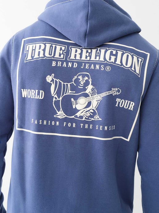 Big T Zip Up Hoodie in Navy