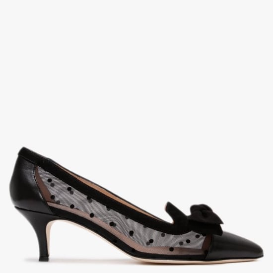 Luca Grossi Chhet Leather Polka Dot Mesh Court Shoes