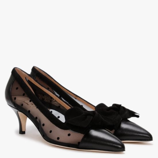 Luca Grossi Chhet Leather Polka Dot Mesh Court Shoes