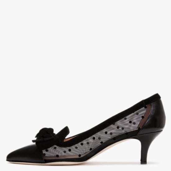 Luca Grossi Chhet Leather Polka Dot Mesh Court Shoes