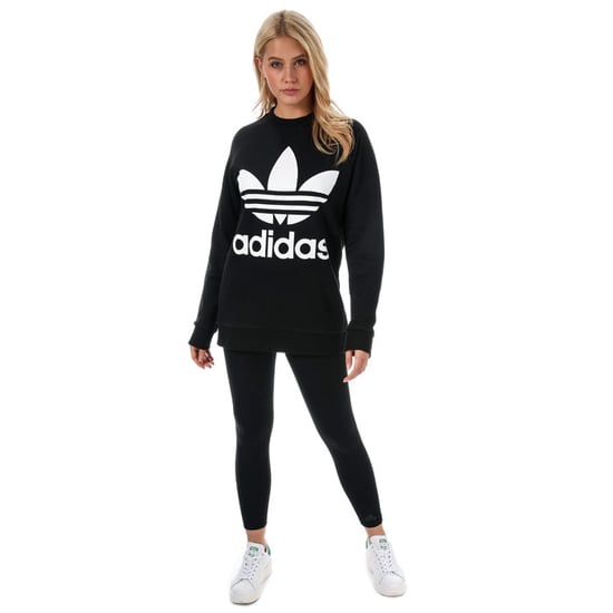 Women's adidas Originals Trefoil Oversize Sweatshirt in Black - Image 3