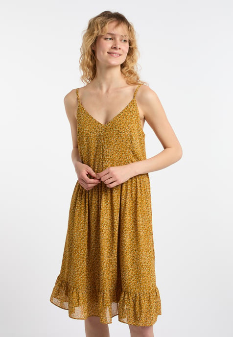 Dreimaster Jurk Dames Donkergeel veelkleurig - Image 3