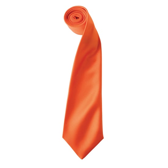 Premier Mens Plain Satin Tie (Narrow Blade) (Orange) - Image 1