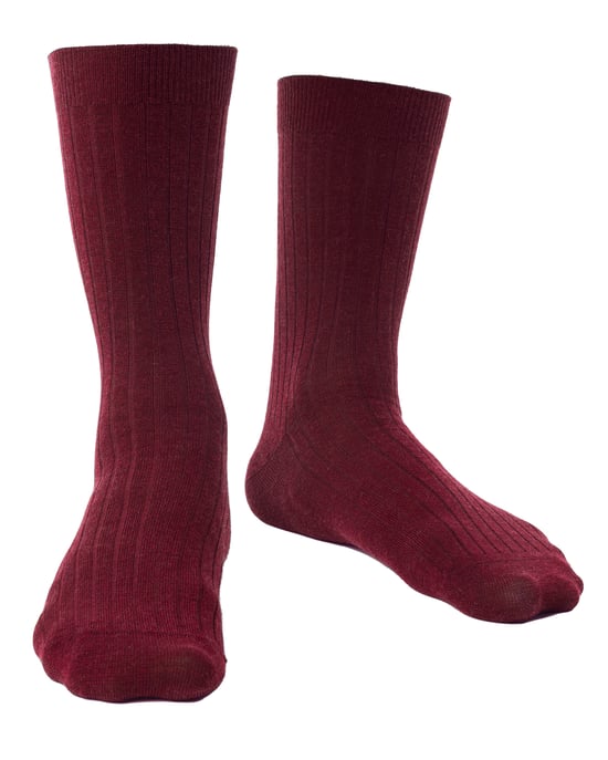 Steven - Mens Merino Wool Socks with Loose Soft Top for Swollen Feet -Burgundy - Image 1