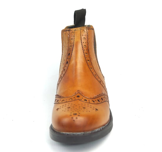 Frank James Cheltenham Leather Tan Brown Junior Brogue Chelsea Boots