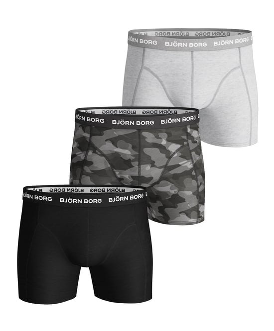 Björn Borg - 3 Par Herr Cotton Rich Comfort Stretch Fit Boxershorts - Grå Mix - Image 1