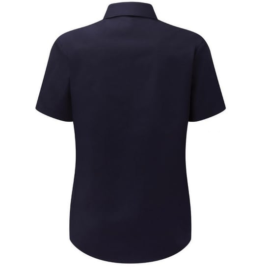 Russell Collection Ladies/Womens Short Sleeve Poly-Cotton Easy Care Poplin Shirt (French Navy) - Image 2