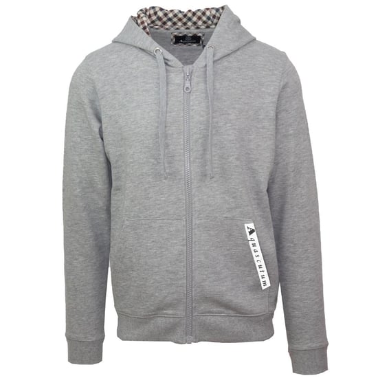 Aquascutum Branded Taped Pocket Grey Zip-Up Hoodie