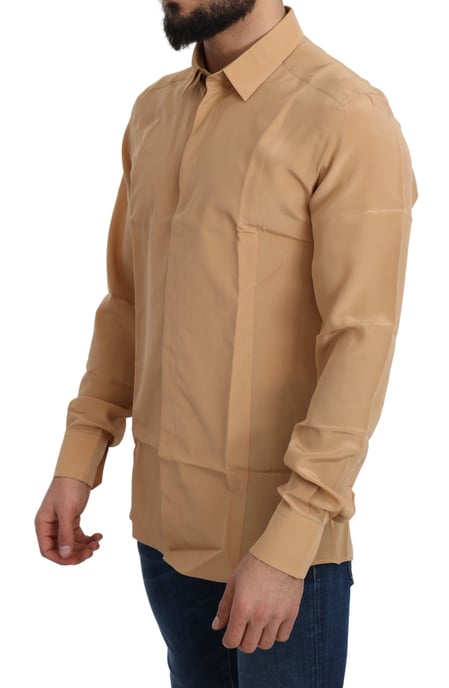 Dolce & Gabbana Men's Yellow 100% Silk GOLD Top Slim Shirt