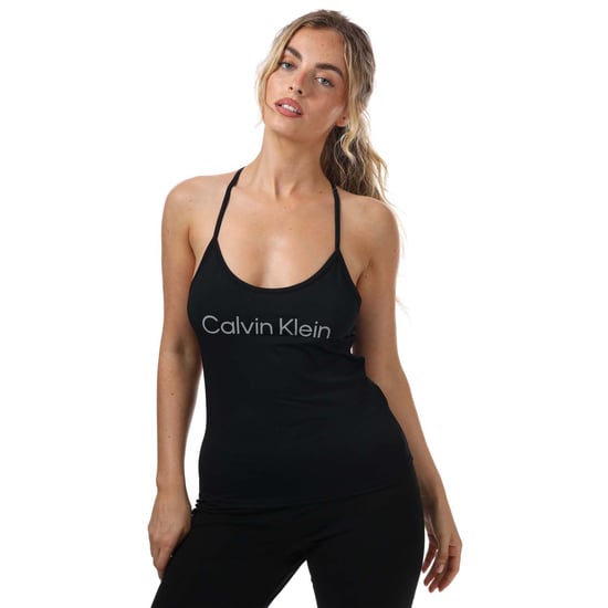 Women's Calvin Klein Logo Tank Gym Top in Black