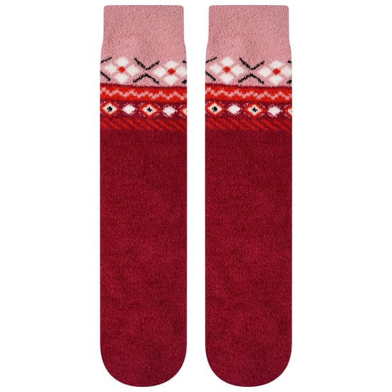 Dare 2B Unisex Adult Festivity Fair Isle Fluffy Christmas Socks (Beetroot/Powder Pink)
