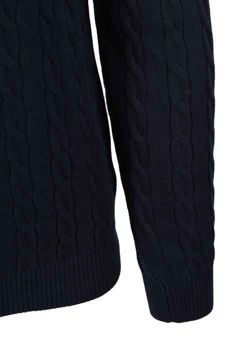 Gant Cotton Cable Half Zip Knitwear Evening Blue