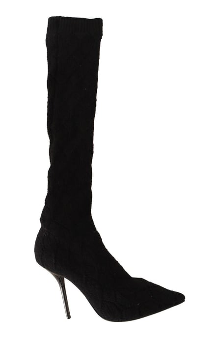 Dolce & Gabbana Dames Zwarte Stretch Kousen Kniehoog Enkellaarsjes - Image 1