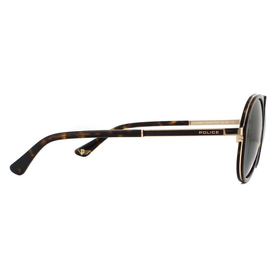 Police Aviator Mens Shiny Rose Gold Green Sunglasses