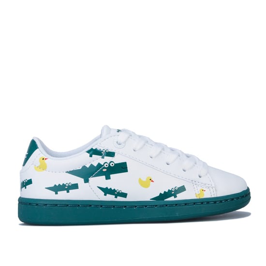 Boy's Lacoste Children Carnaby 120 Trainers in White Green