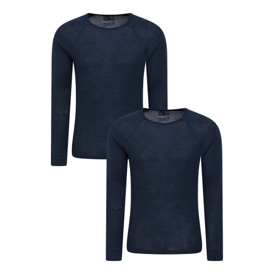 Mountain Warehouse Mens Merino Wool Base Layer Top (Pack of 2) (Navy)