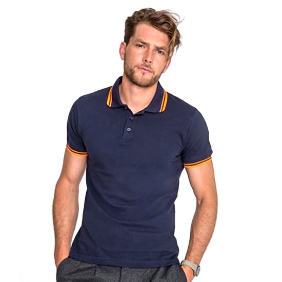 SOLS Heren Pasadena getipt korte mouw Pique Polo Shirt (Franse marine/Neon Orange) - Image 4