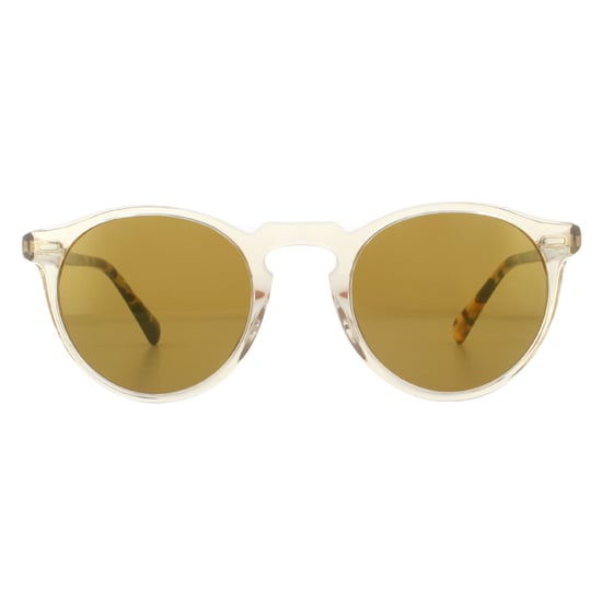 Oliver Peoples Round Mens Buff and Dark Tortoise Brown Gold Mirror Sunglasses - Image 1