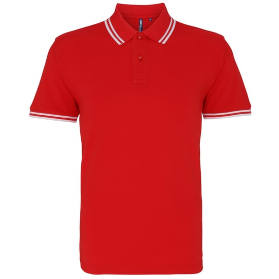 Asquith & Fox Mens Classic Fit Tipped Polo Shirt (Red/ White) - Image 1