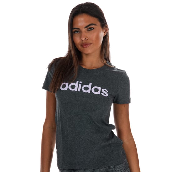 Women's adidas Essentials Linear Slim T-Shirt in Charcoal Marl