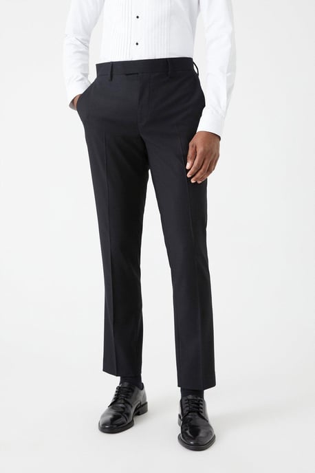 Skinny Fit Black Tuxedo Suit Trousers - Image 1