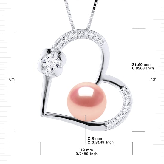 LOVE necklace Freshwater Pearl 8-9mm Rose 925