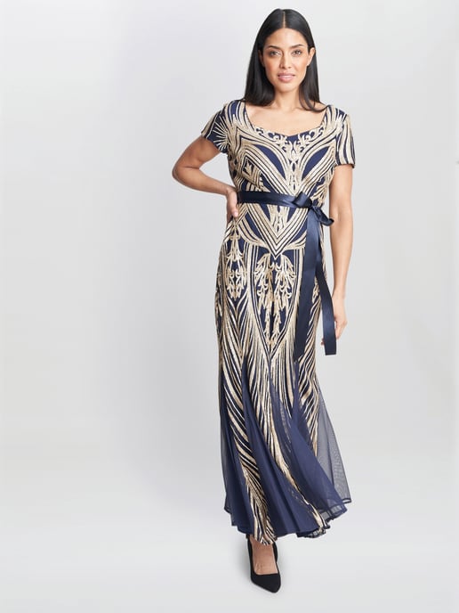 Amelia Sweetheart Neck Embroidered Maxi Dress