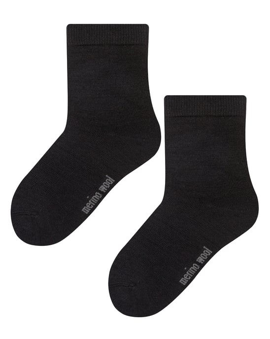 Steven - Kids Warm Merino Wool Thermal Socks - Black - Image 1