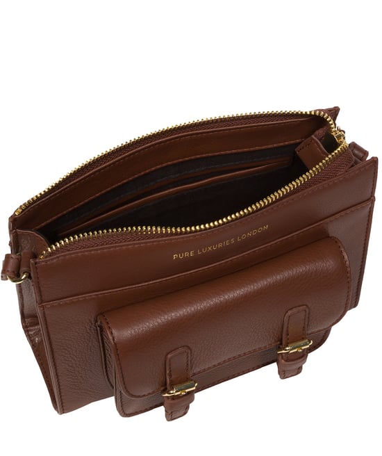 'Monica' Dark Tan Nappa Leather Cross Body Bag