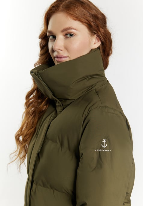 Dreimaster Winterjas met vulling Dames militaire olijf - Image 5