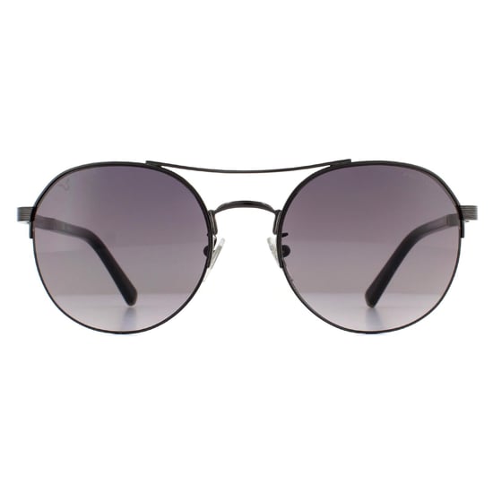 Police Aviator Mens Shiny Gunmetal Smoke Gradient Sunglasses