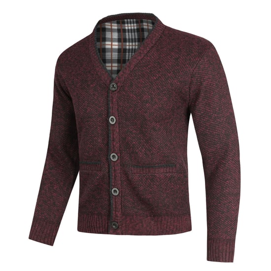 Herenvest met opstaande kraag met twee zakken en knopen voor de winter, bordeaux - Image 2