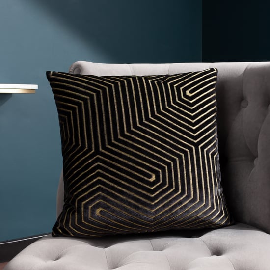 Paoletti Evoke Geometric Cut Velvet Cushion Cover