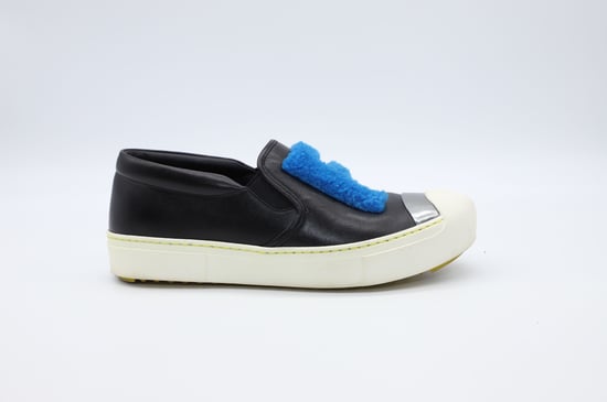 Fendi FF Shearling Fur Slip-On Sneaker in Black Leather - Image 5