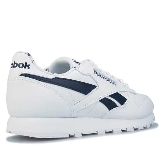Men's Reebok Classics Classic Leather Trainers in White Navy - Image 3