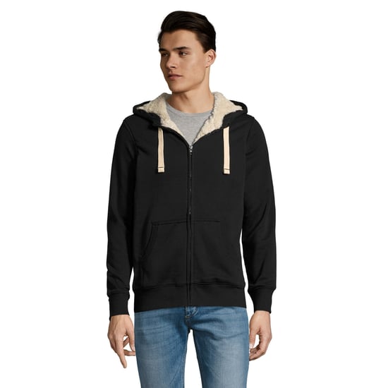 SOLS Sherpa Unisex Zip-Up Hooded Sweatshirt / Hoodie (Black)
