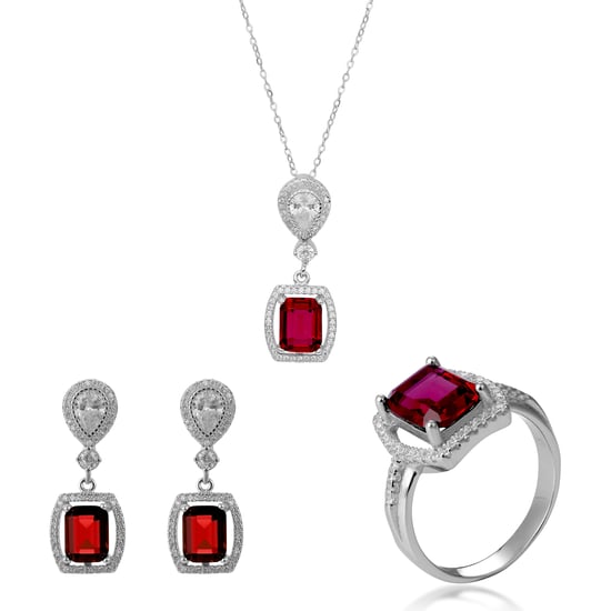 Orphelia 'Enora' Dames 925 Sterling Zilveren Set: Halsketting + Oorbellen + Ring - Zilver SET-7426/RU - Image 1