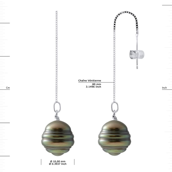 DIADEMA - Earrings - 2 Real Tahitian Pearls