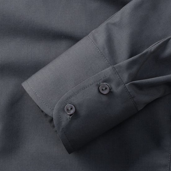 Russell Collection Ladies/Womens Long Sleeve Poly-Cotton Easy Care Fitted Poplin Shirt (Convoy Grey) - Image 4