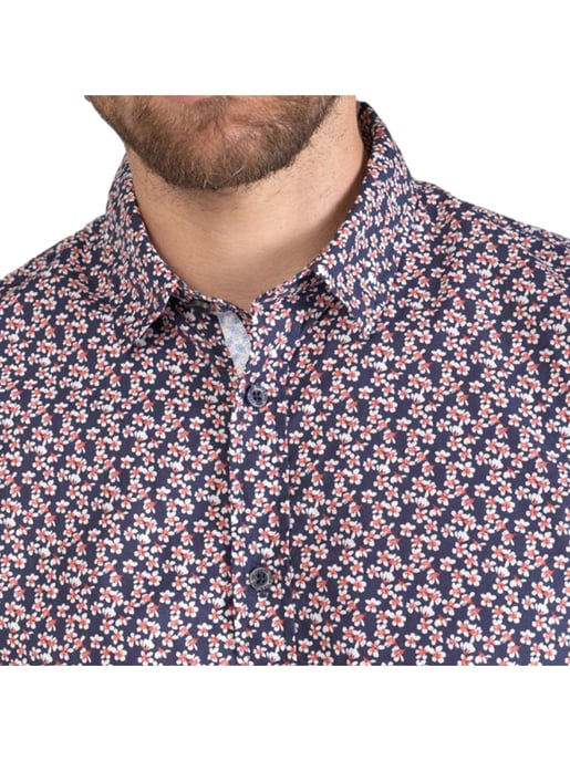Le Temps Des Cerises Men's Shirt Floy mit rotem Blumenmuster - Image 3