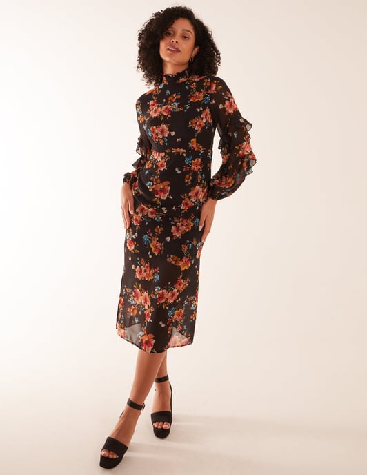 Midi Dress With Sleeve Details - Image 1