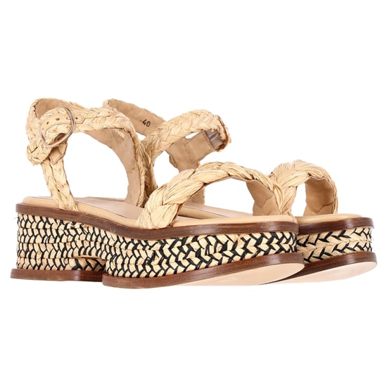 Gabriela Hearst + Clergerie Michael Platform Sandals In Beige Raffia - Image 4