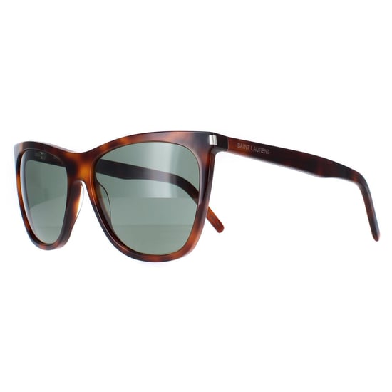 Saint Laurent Square Womens Shiny Medium Havana Solid Green SL 526 - Image 2