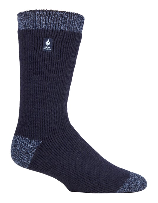 Heat Holders - Mens Extra Thick Thermal Socks for Winter | Warm Fluffy Fleece Insulated Socks | Gifts for Men - Navy / Denim Heel & Toe (Berlin) - Image 1