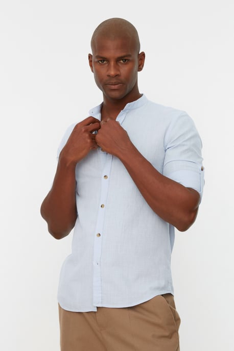 Trendyol Men's Mandarin collar  Plain Woven Shirt - Image 3